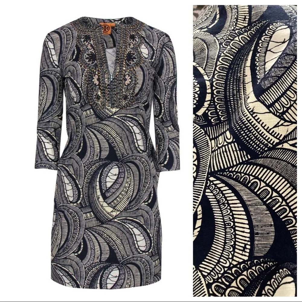 Tory Burch Tunic Dress Embellished Sz 4